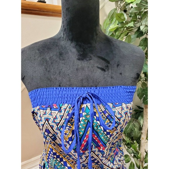 Lara Ethnics Women's Multicolor Sleeveless Off The Shoulder Knee Length Dress M - Picture 2 of 11